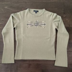 Burberry London Cashmere Sweater in Pastel Green With Checker Details